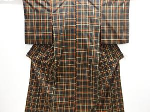 格子織り出し米沢紬着物アンサンブル